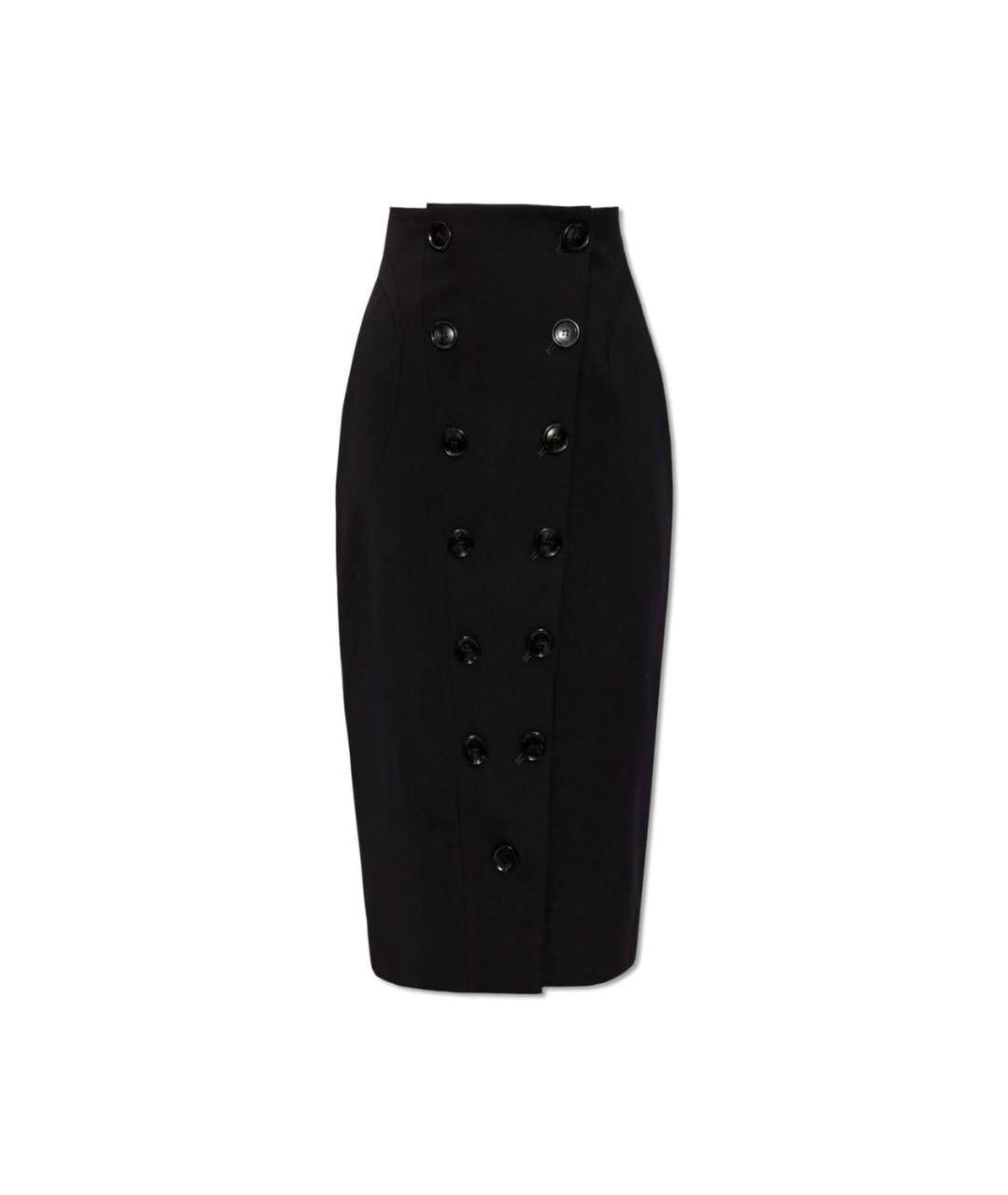 ALAIA Черная шерстяная юбка миди, фото 1