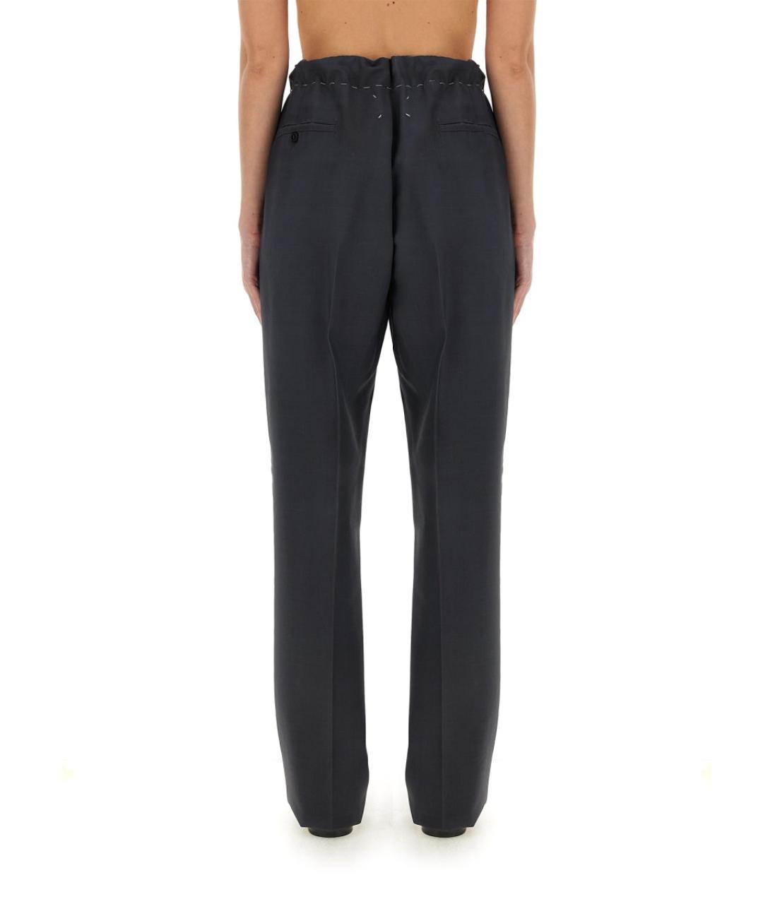 MAISON MARGIELA Серые шерстяные прямые брюки, фото 4