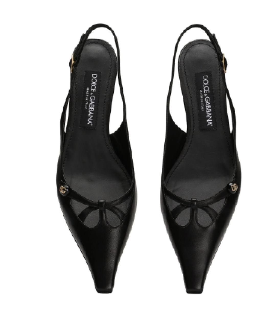 DOLCE&GABBANA Черные кожаные лодочки на низком каблуке, фото 5