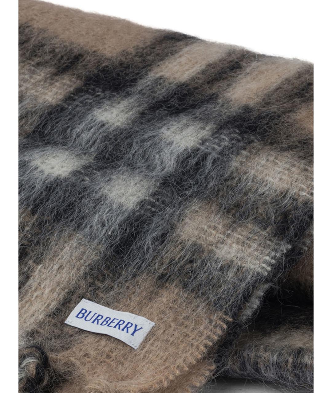 BURBERRY Коричневый шерстяной шарф, фото 2