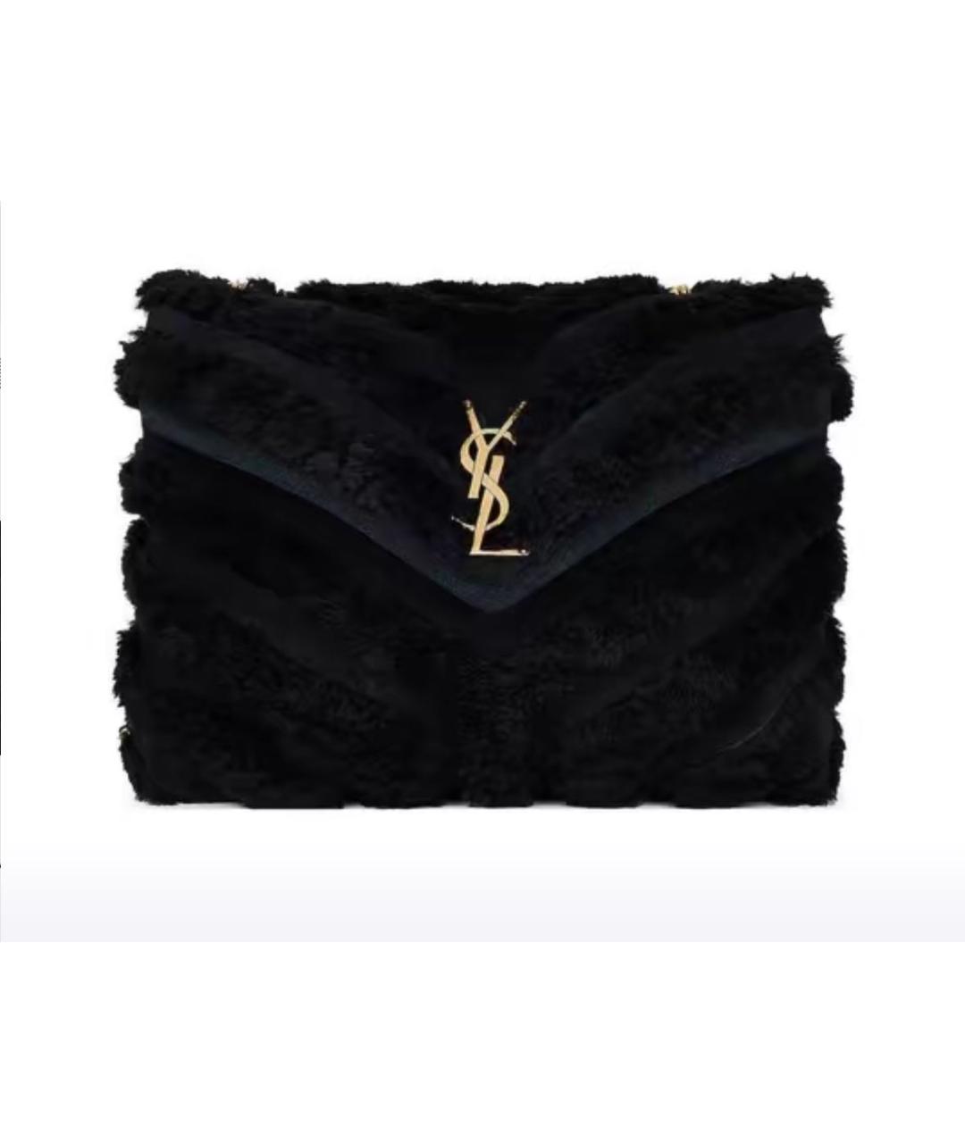 SAINT LAURENT Черная меховая сумка на плечо, фото 3