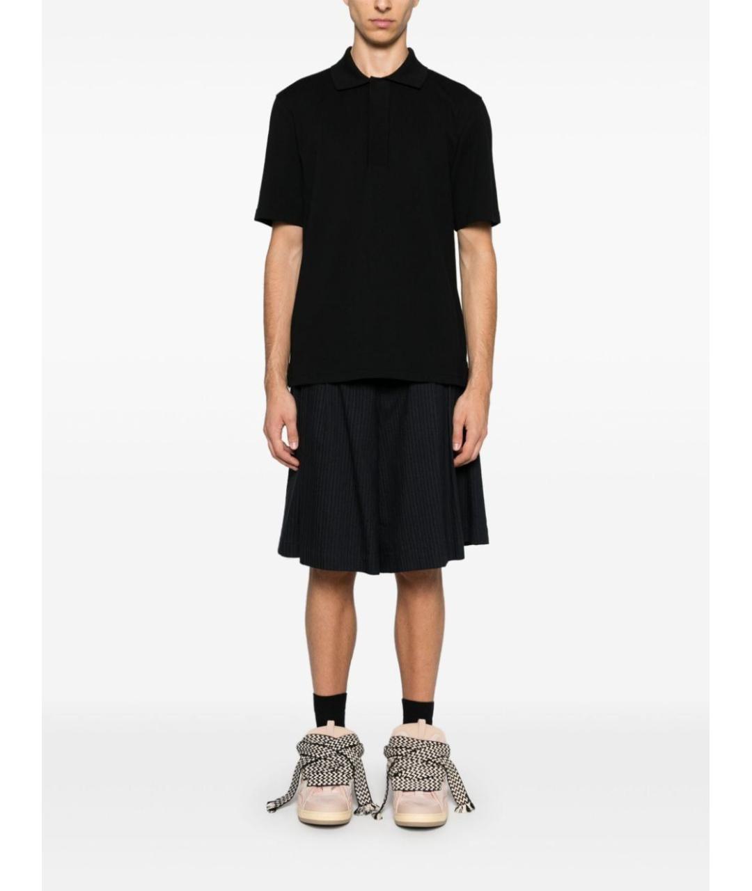 LANVIN Черное хлопковое поло с коротким рукавом, фото 2