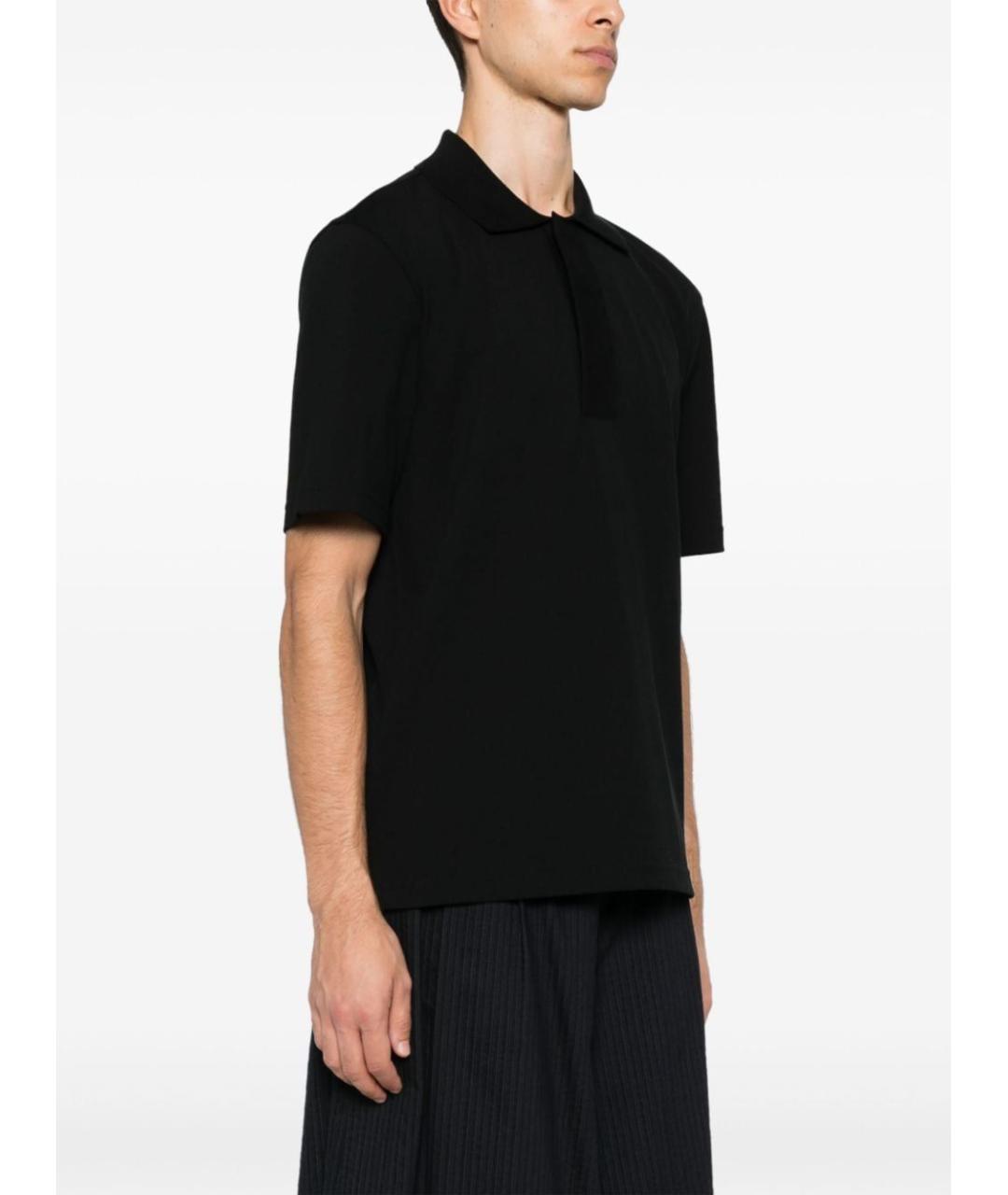 LANVIN Черное хлопковое поло с коротким рукавом, фото 3