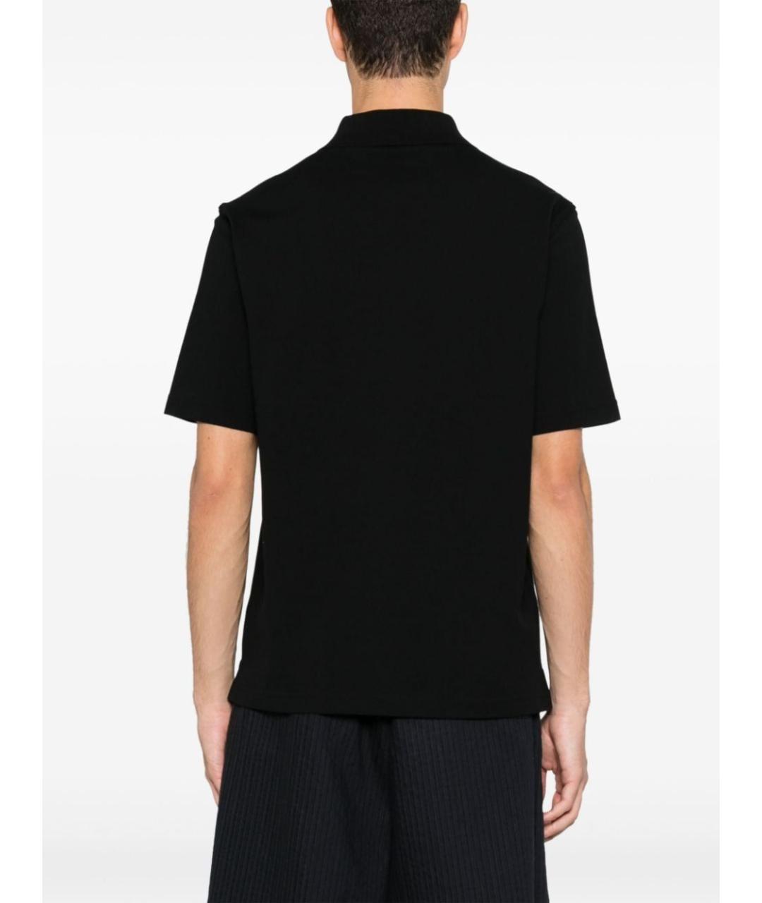 LANVIN Черное хлопковое поло с коротким рукавом, фото 4