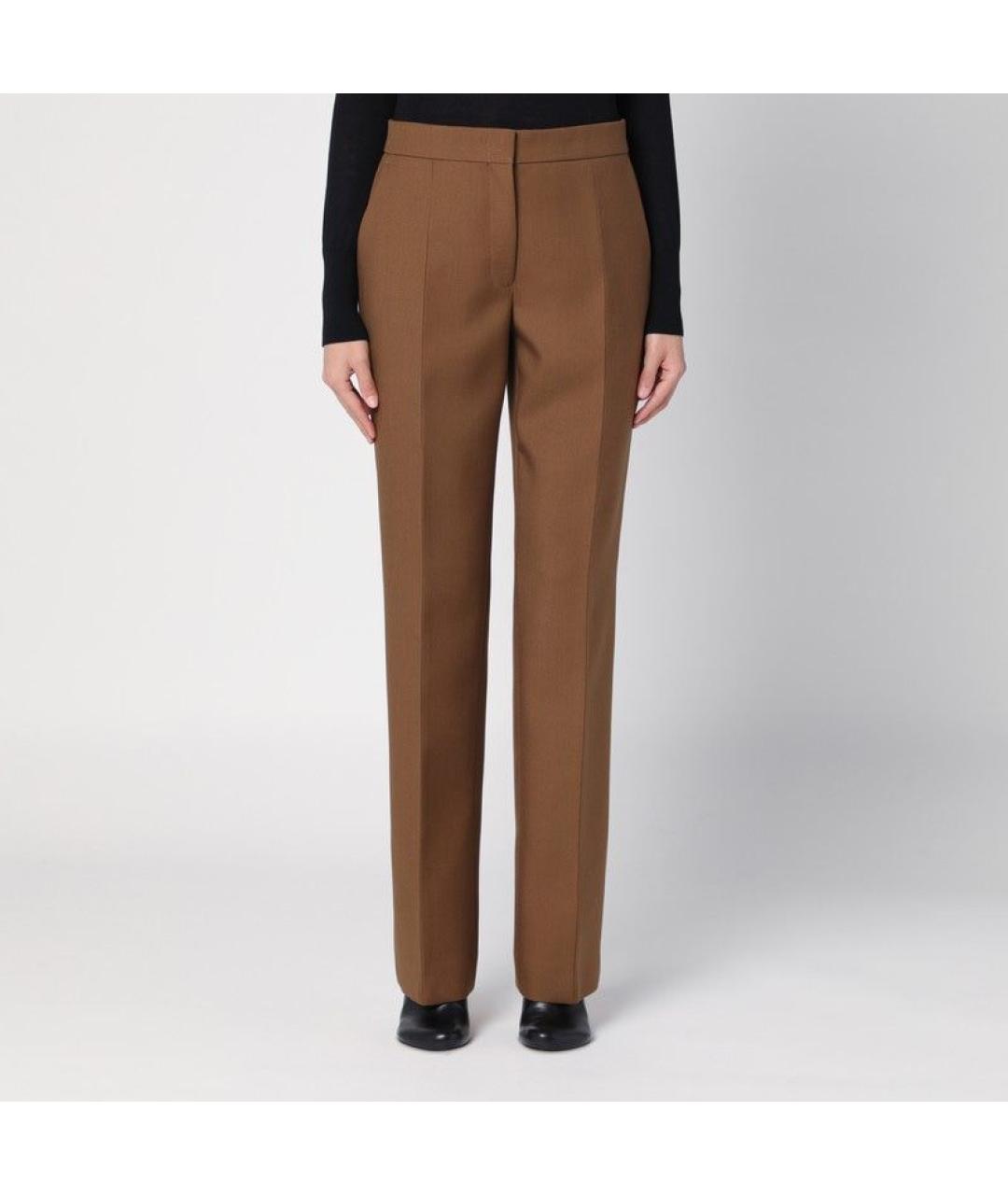 JIL SANDER Коричневые шерстяные прямые брюки, фото 6