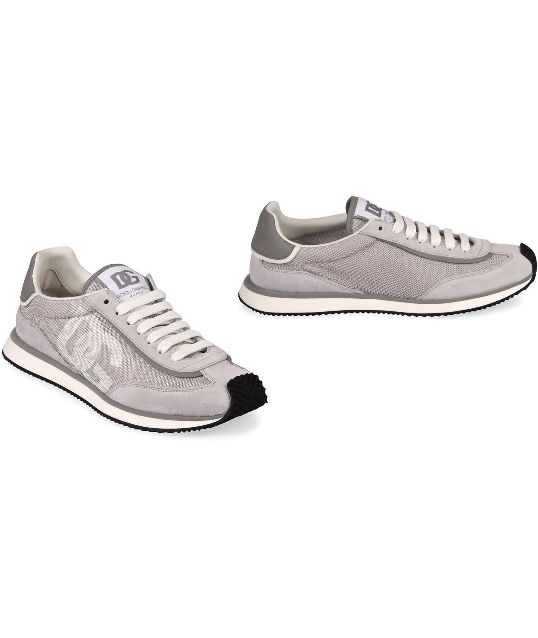 DOLCE&GABBANA Серые синтетические низкие кроссовки / кеды, фото 2