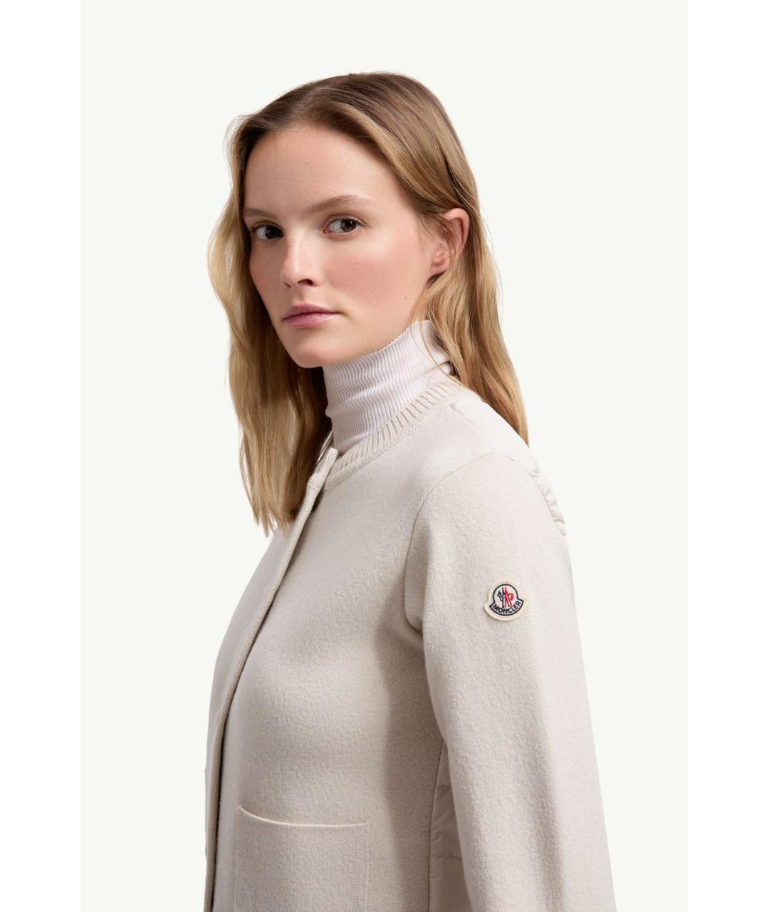 MONCLER Бежевая полиэстеровая куртка, фото 4