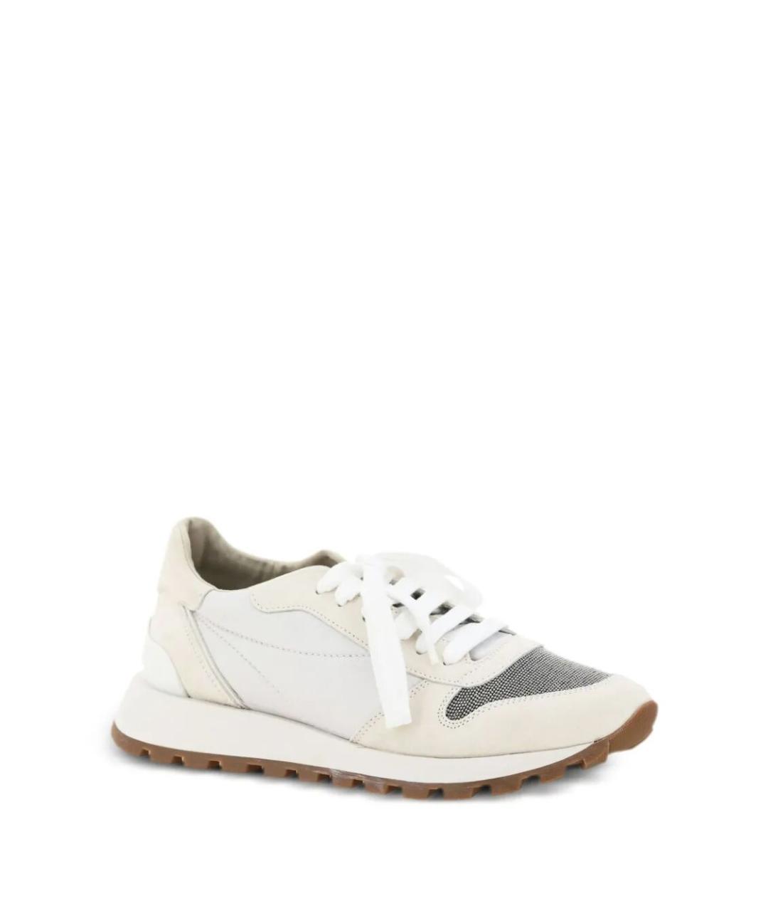 BRUNELLO CUCINELLI Белые кожаные кроссовки, фото 2