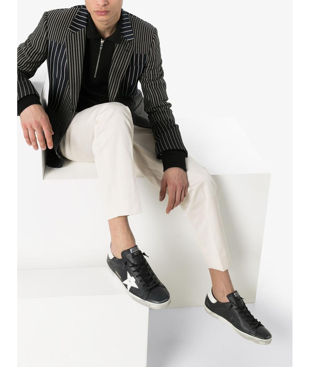 GOLDEN GOOSE DELUXE BRAND Черные кожаные низкие кроссовки / кеды, фото 2