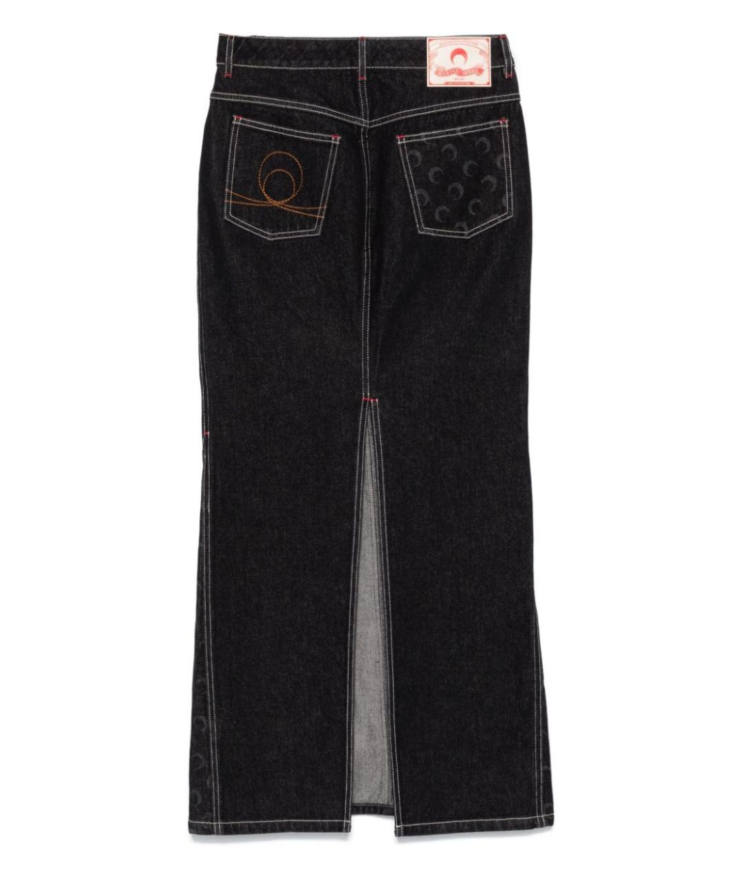 MARINE SERRE Черная хлопковая юбка миди, фото 2