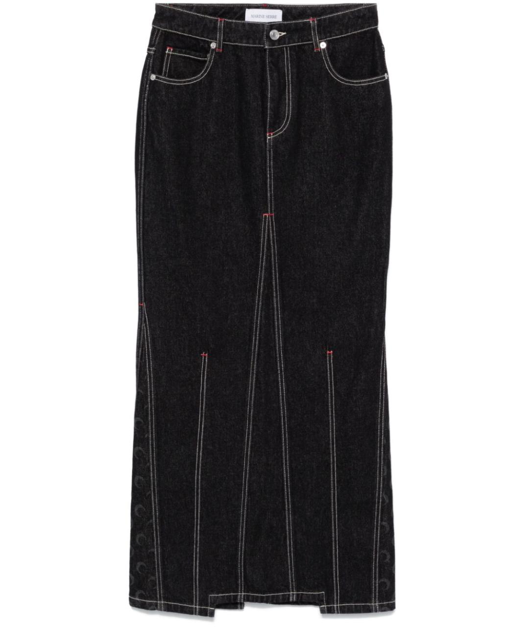 MARINE SERRE Черная хлопковая юбка миди, фото 1