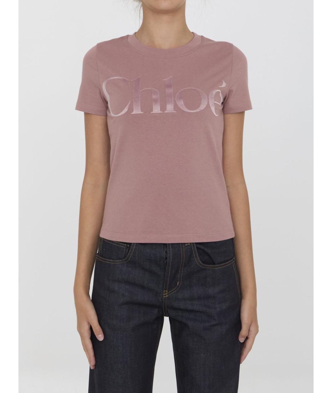 CHLOE Розовая хлопковая футболка, фото 2