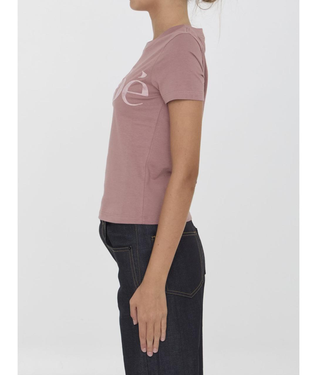 CHLOE Розовая хлопковая футболка, фото 4