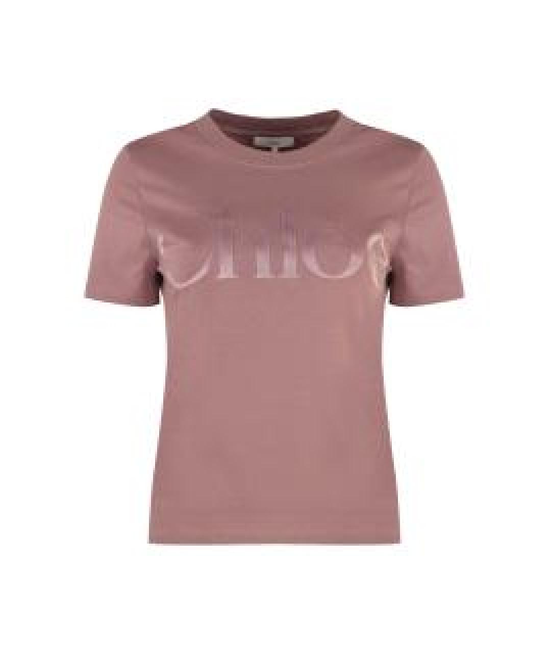 CHLOE Розовая хлопковая футболка, фото 1