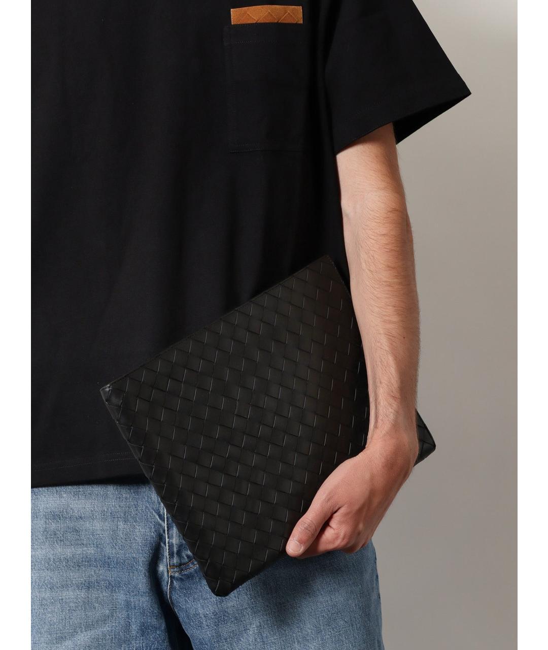 BOTTEGA VENETA Черная кожаная папка для документов, фото 5