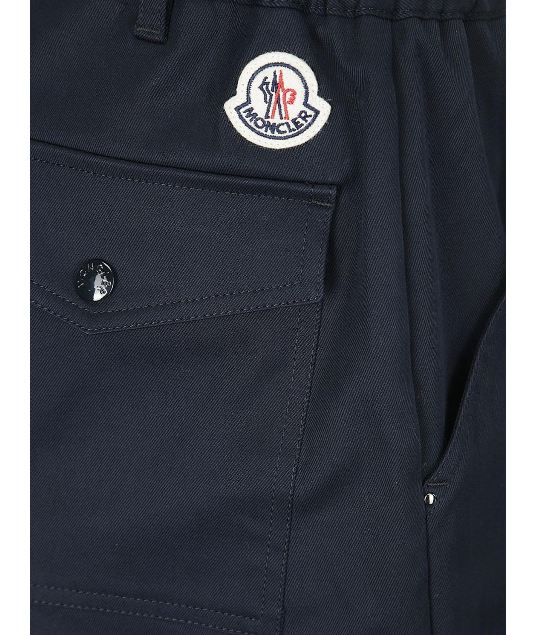MONCLER Синие хлопковые повседневные брюки, фото 3