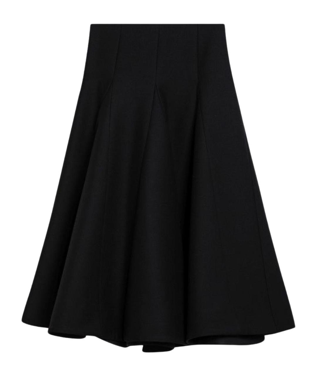 VALENTINO Черная шелковая юбка миди, фото 1