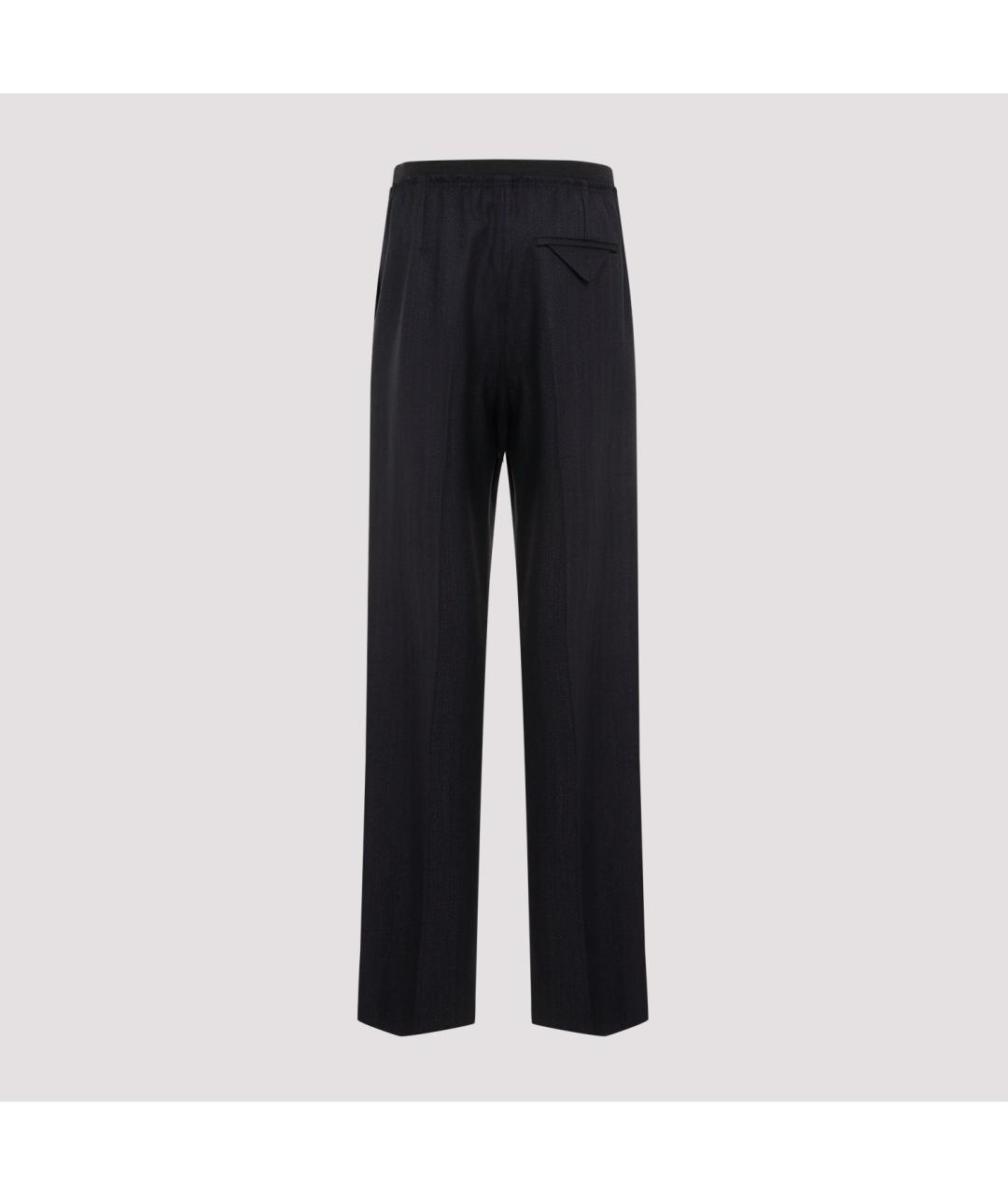 BOTTEGA VENETA Синие шерстяные прямые брюки, фото 2