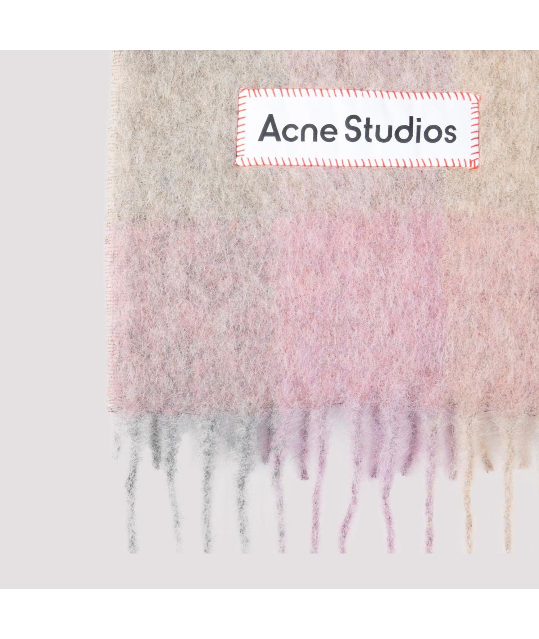 ACNE STUDIOS Розовый шерстяной шарф, фото 4