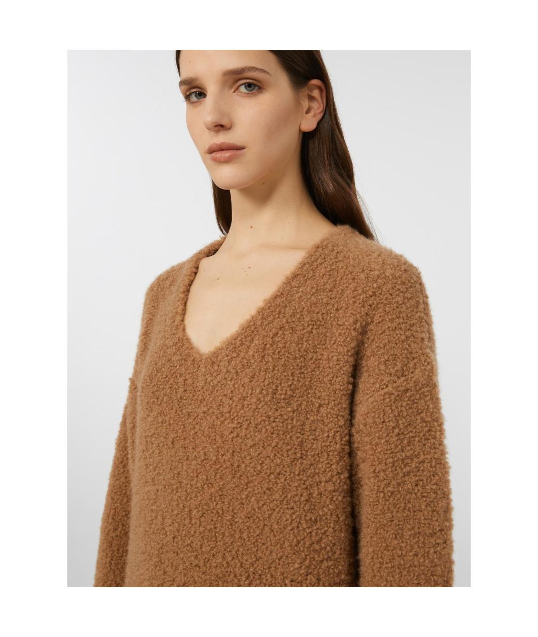 MAX MARA Бежевый шерстяной джемпер / свитер, фото 4