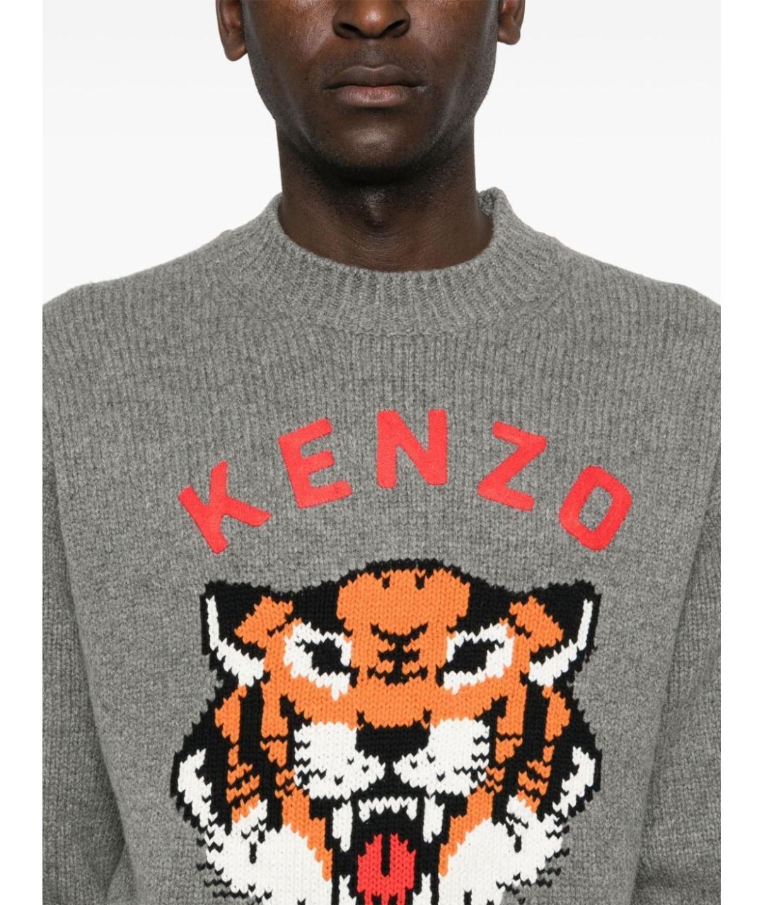 KENZO Серый шерстяной джемпер / свитер, фото 5