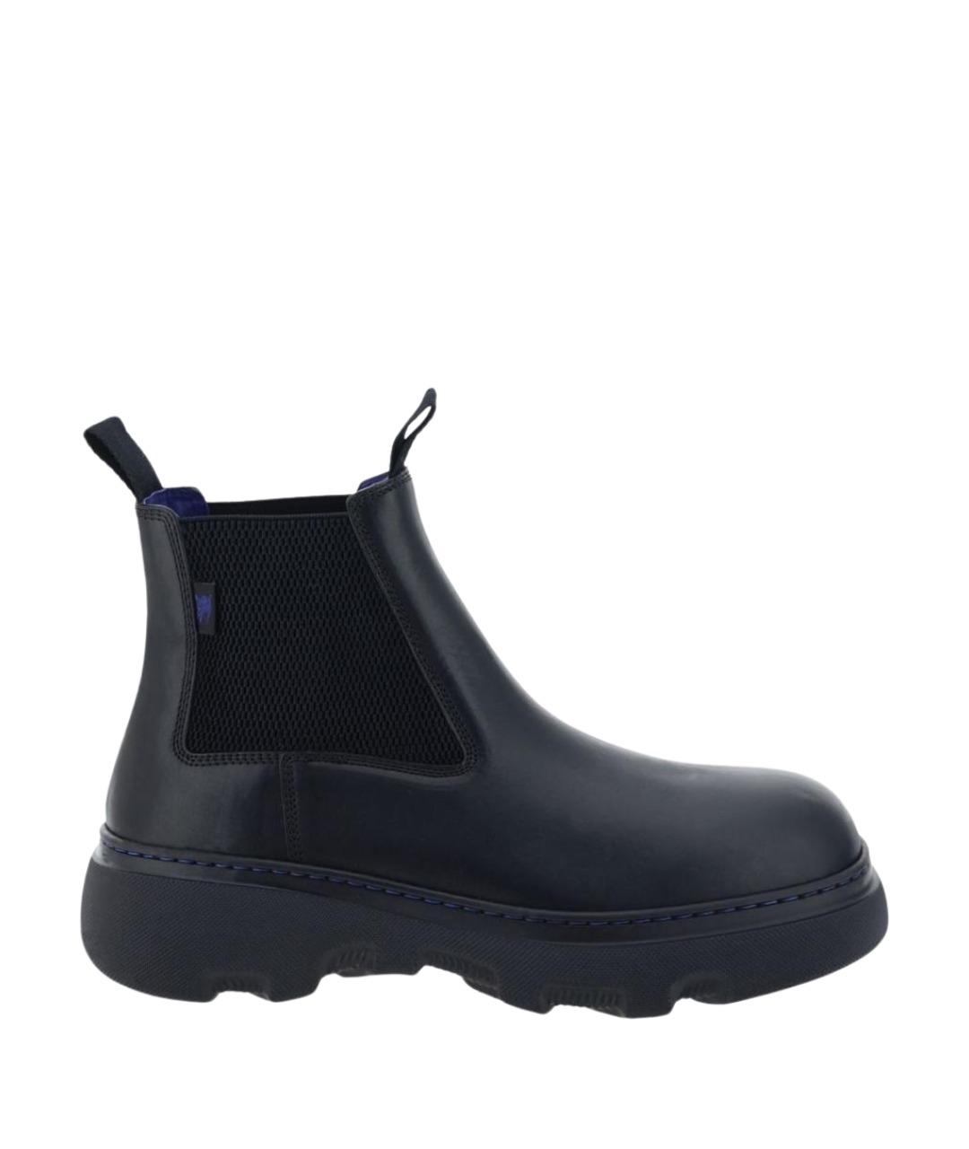 BURBERRY Синие кожаные низкие ботинки, фото 1