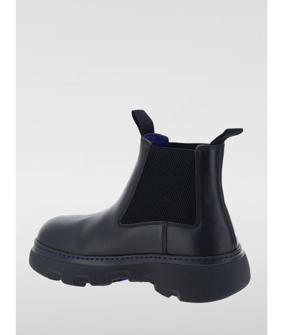 BURBERRY Синие кожаные низкие ботинки, фото 2