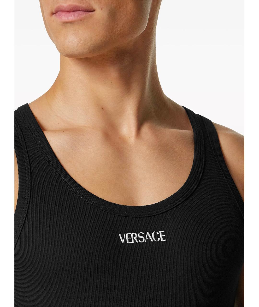 VERSACE Черная хлопковая майка, фото 4