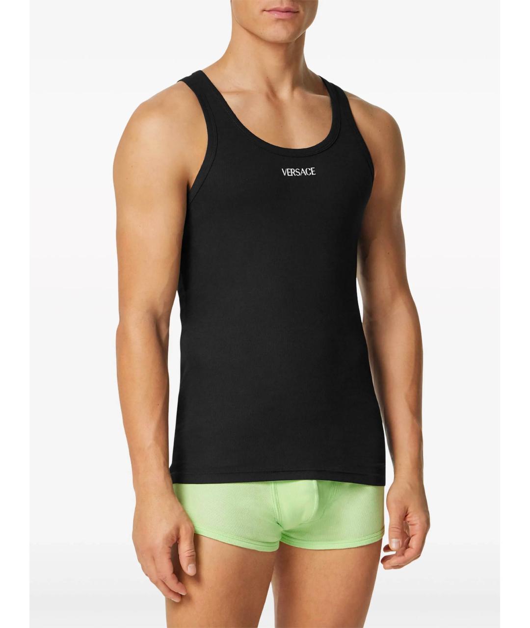 VERSACE Черная хлопковая майка, фото 2