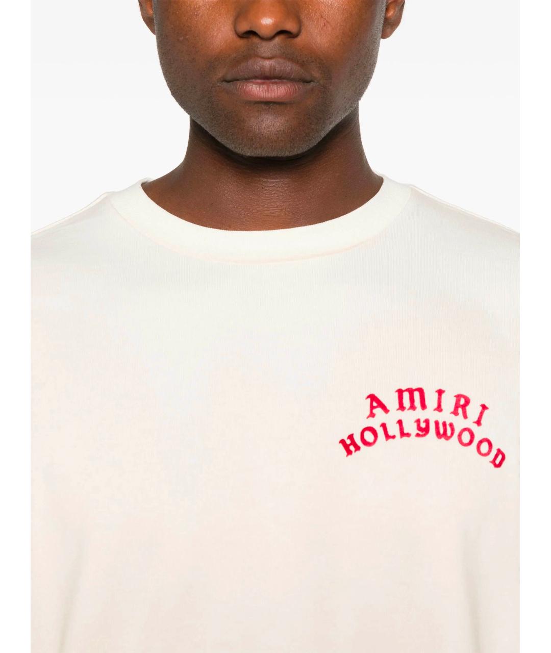 AMIRI Бежевая хлопковая футболка, фото 5