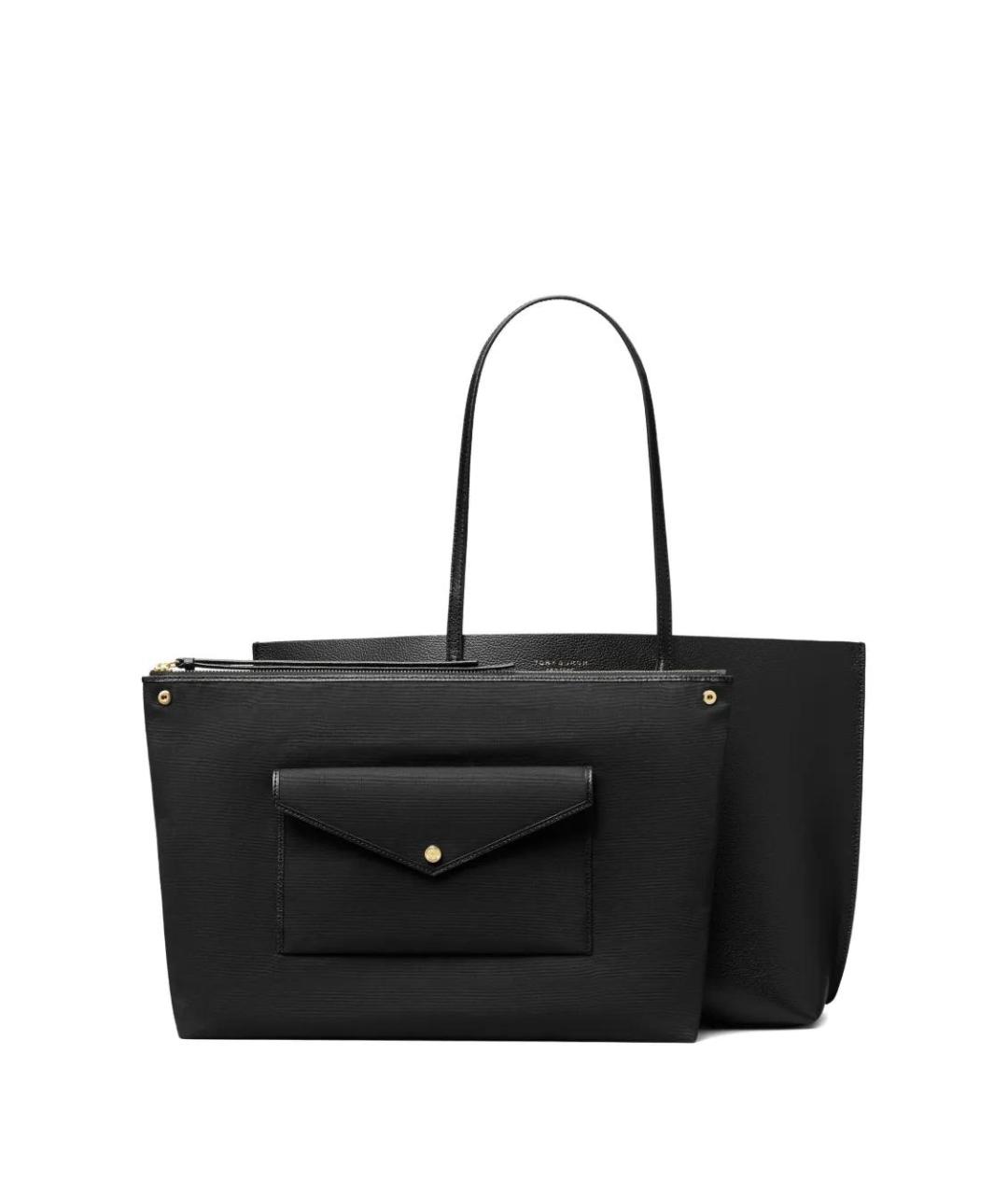 TORY BURCH Черная кожаная сумка тоут, фото 4