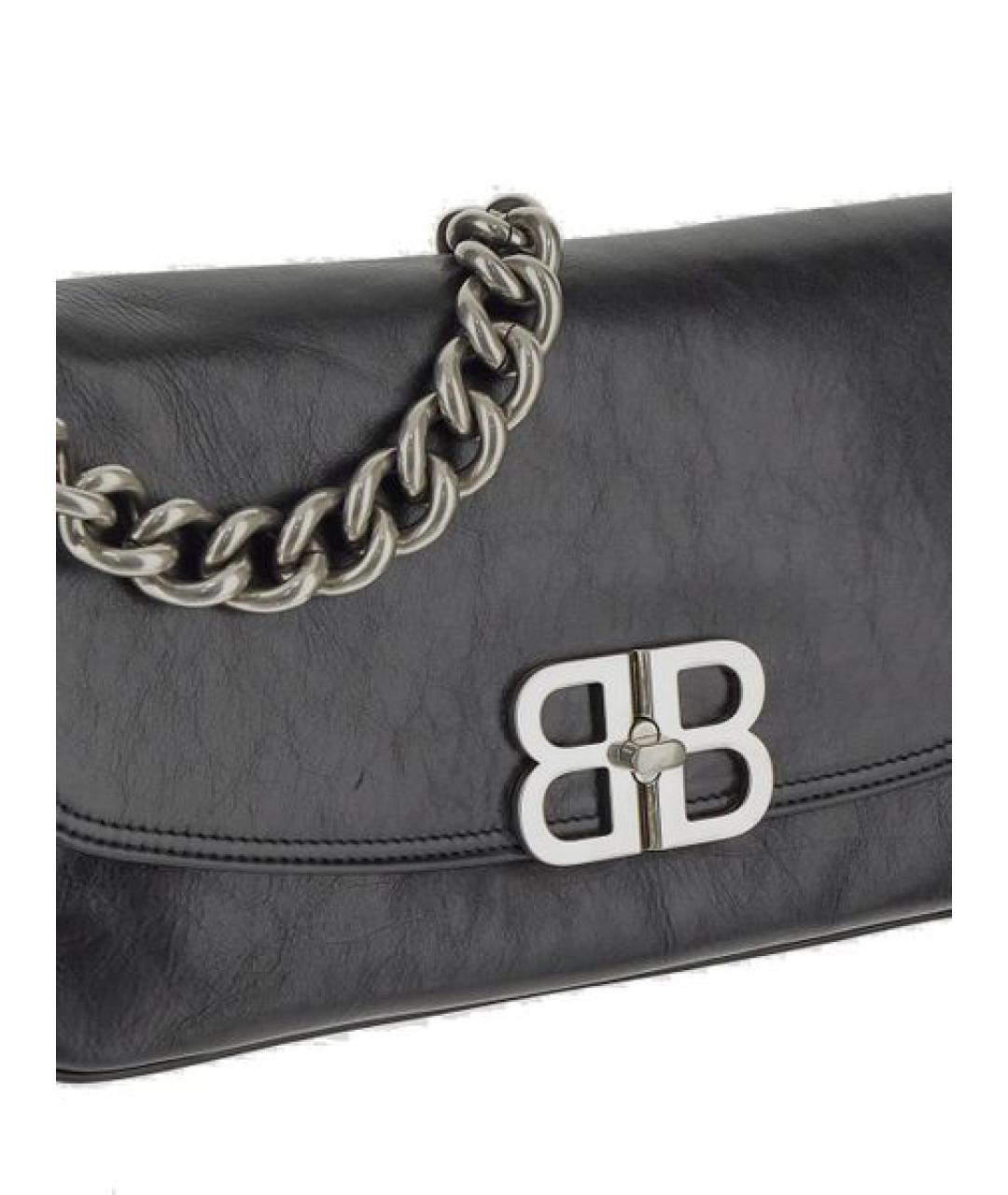 BALENCIAGA Черная кожаная сумка через плечо, фото 4