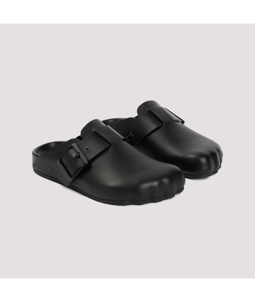 BALENCIAGA Черные кожаные мюли, фото 3