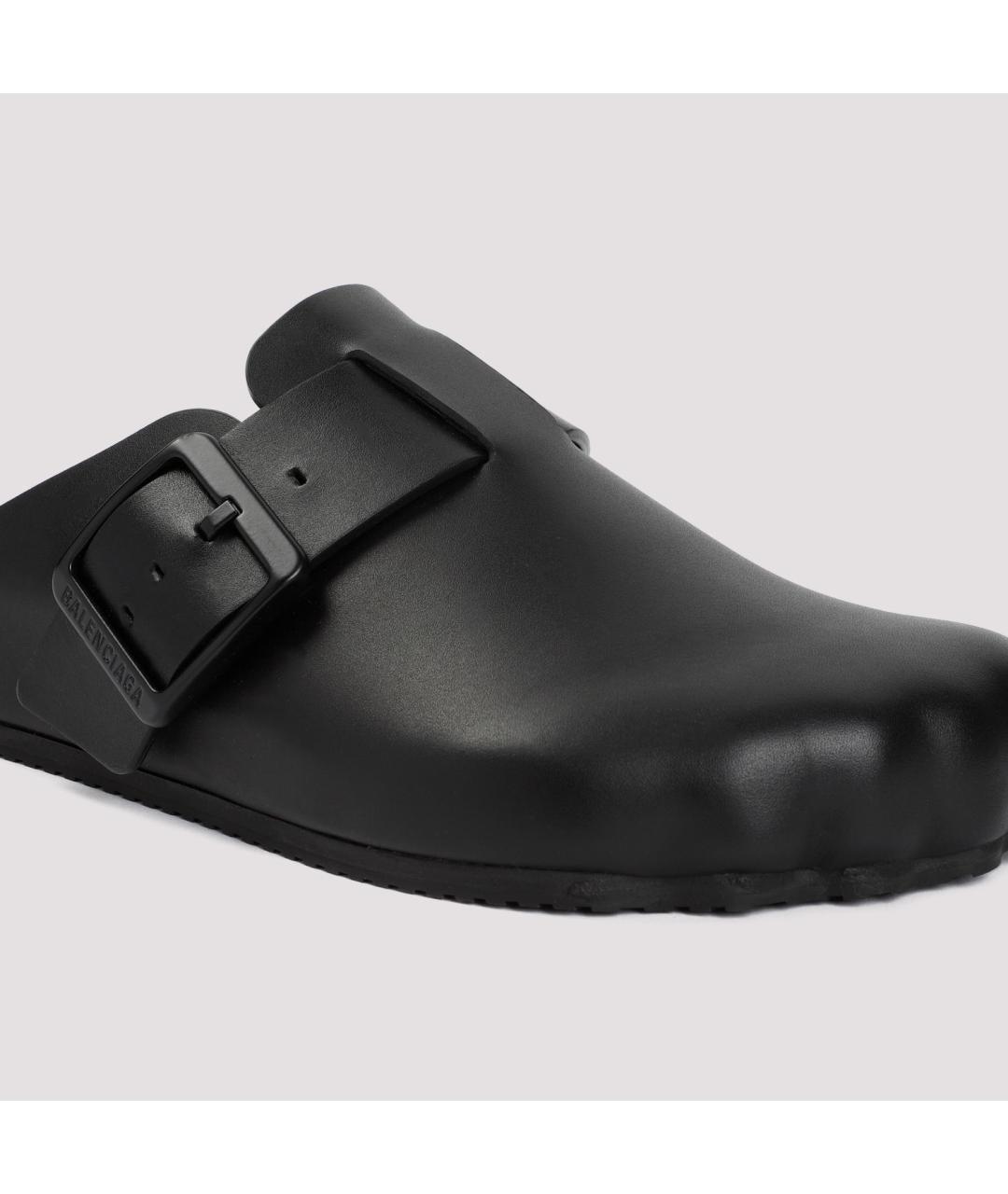 BALENCIAGA Черные кожаные мюли, фото 4