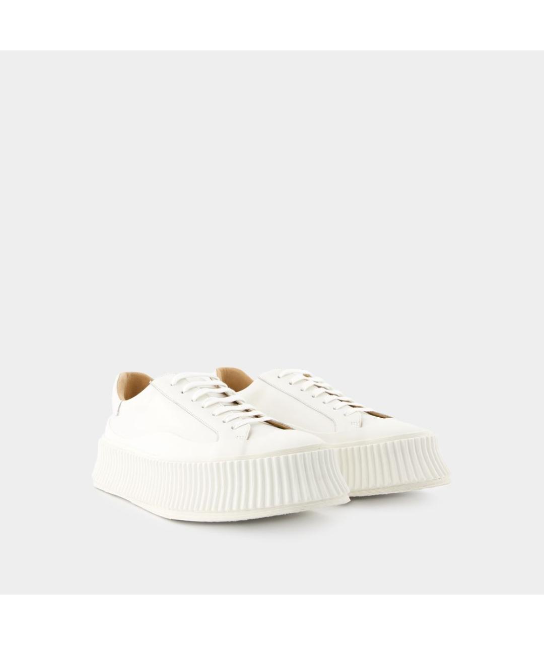 JIL SANDER Белые кожаные низкие кроссовки / кеды, фото 2