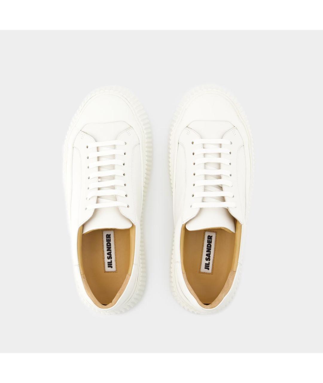 JIL SANDER Белые кожаные низкие кроссовки / кеды, фото 4