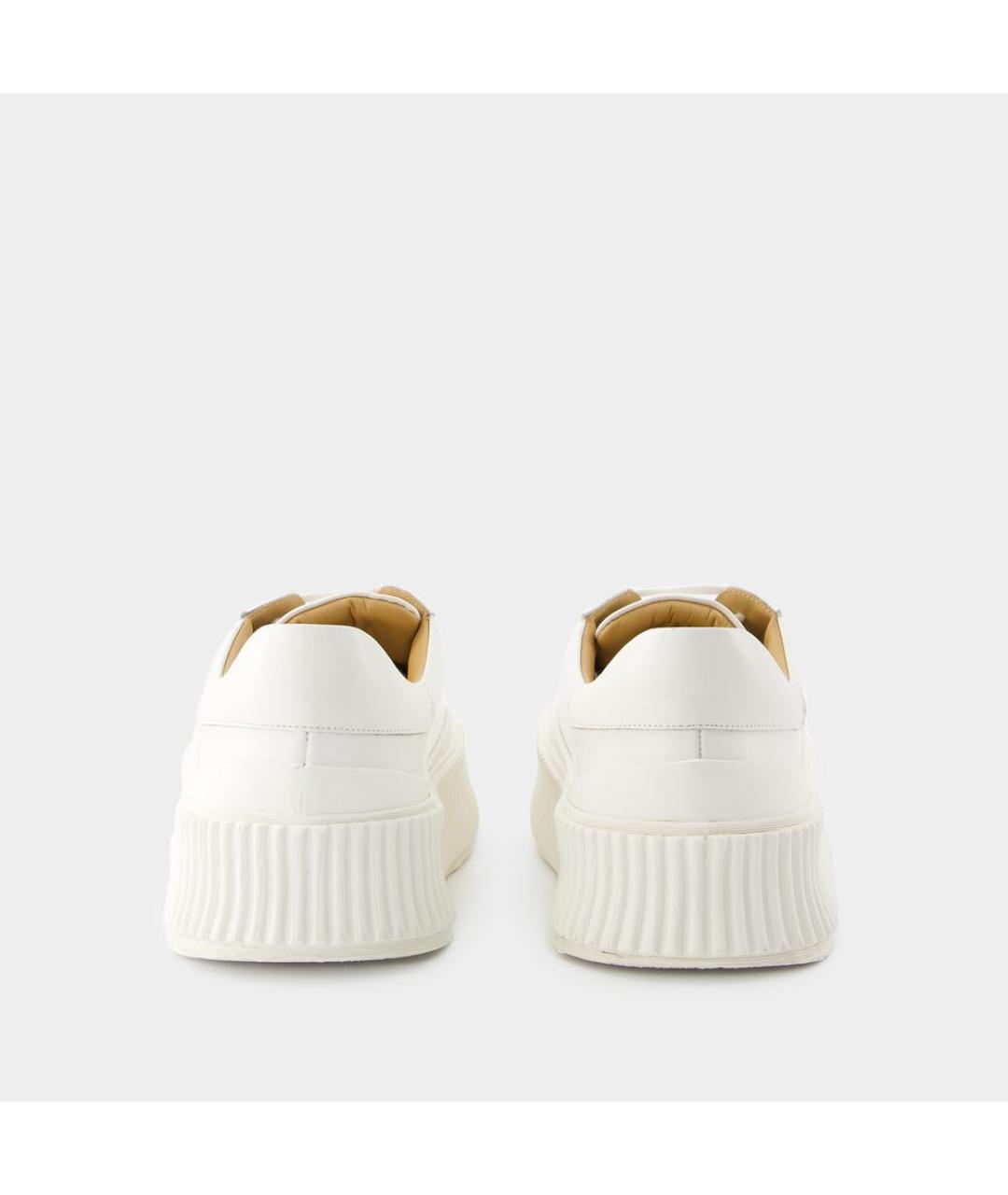 JIL SANDER Белые кожаные низкие кроссовки / кеды, фото 3
