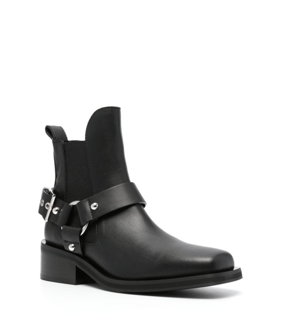 GANNI Черные кожаные ботинки, фото 2
