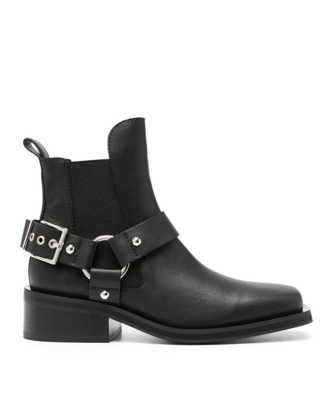 GANNI Черные кожаные ботинки, фото 1