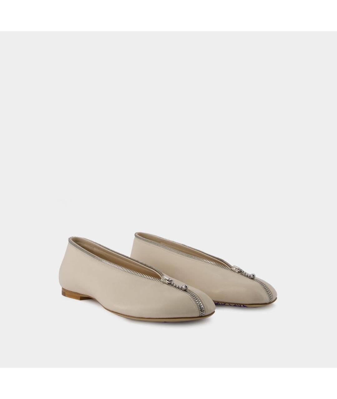 BURBERRY Белые кожаные балетки, фото 2
