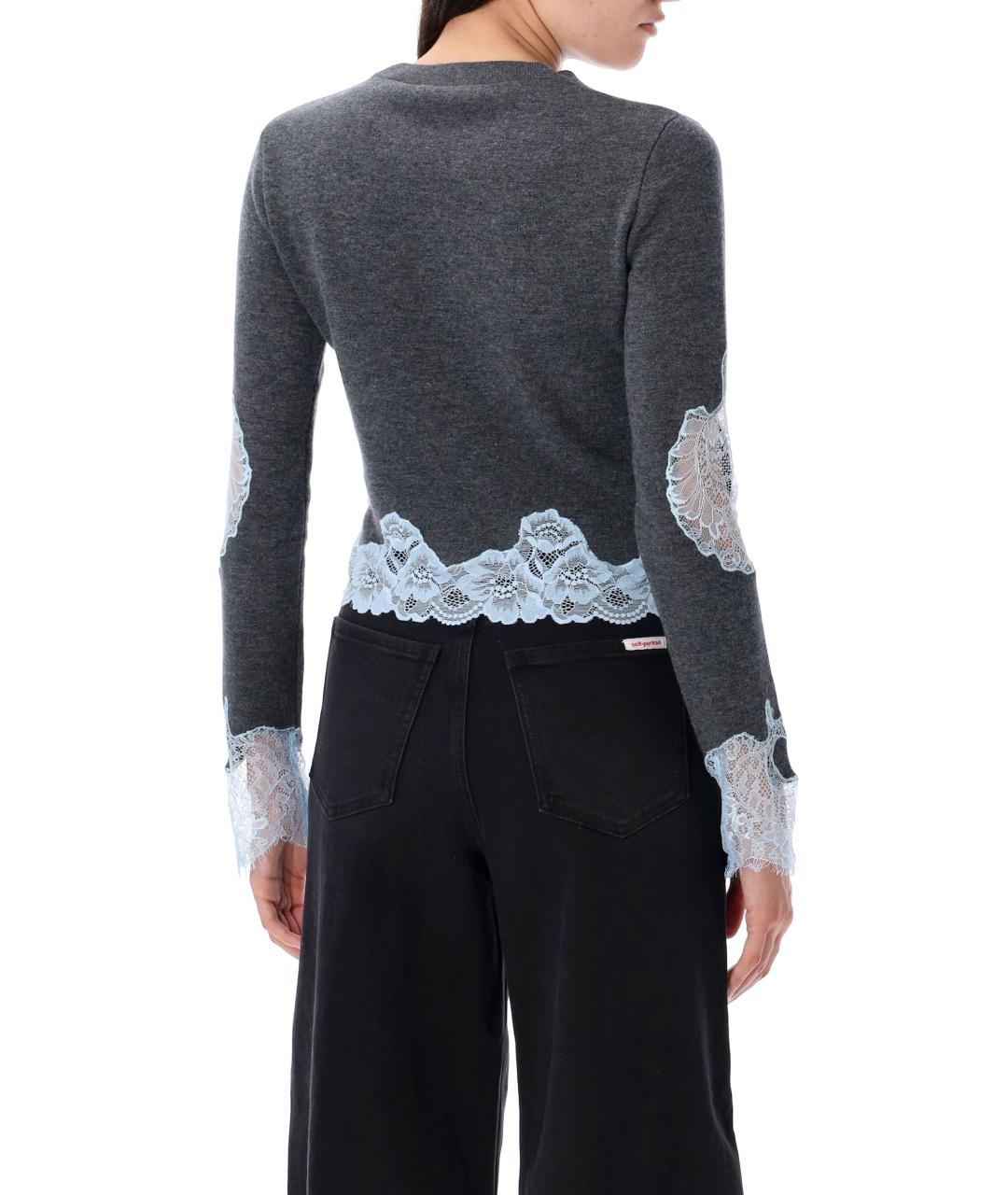 SELF-PORTRAIT Серый шерстяной джемпер / свитер, фото 3