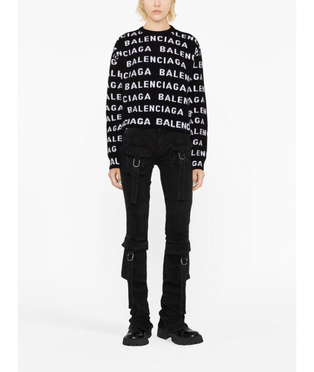 BALENCIAGA Черный шерстяной джемпер / свитер, фото 4