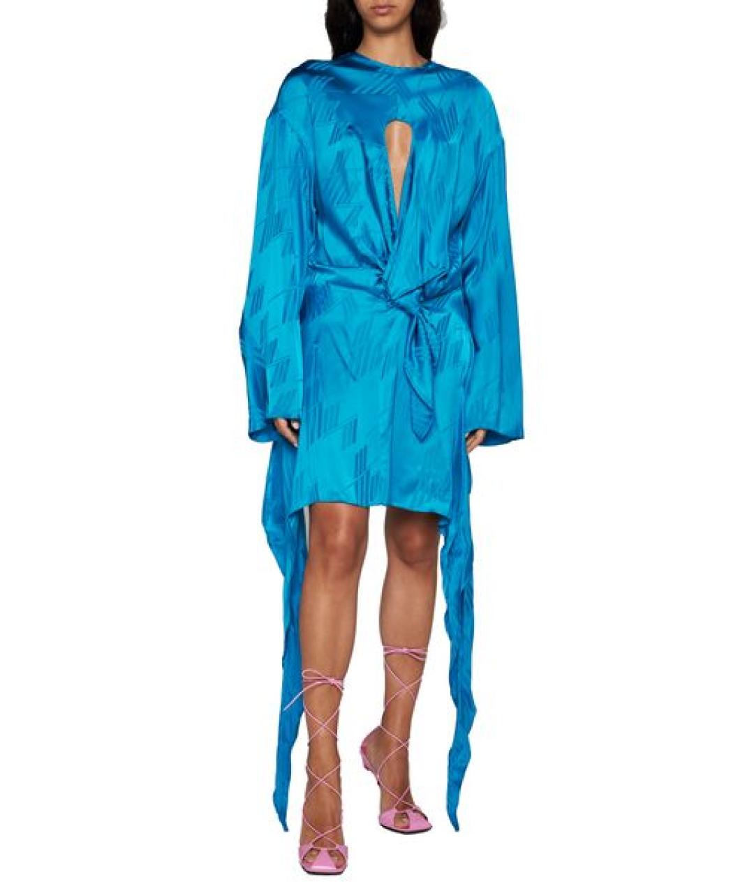 THE ATTICO Синее шелковое повседневное платье, фото 2