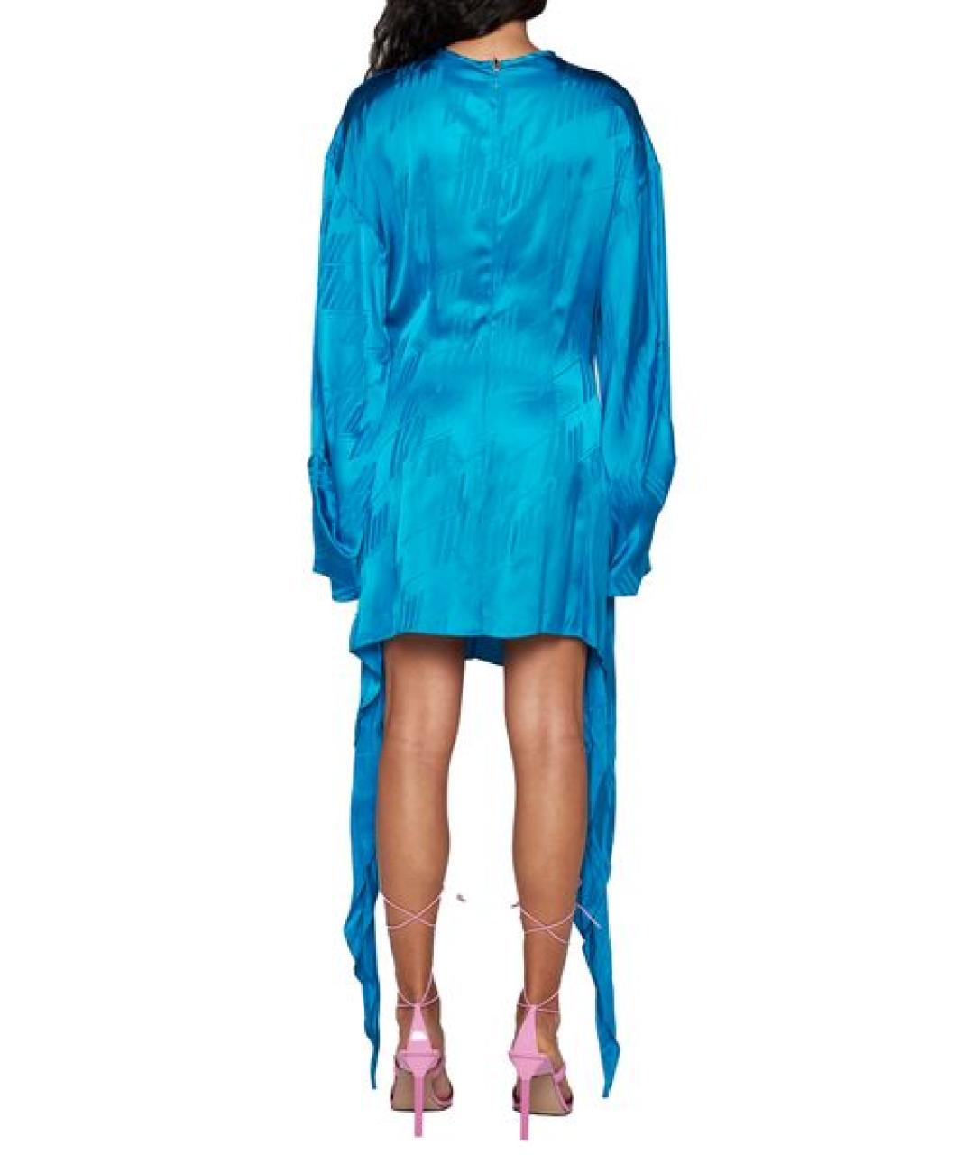 THE ATTICO Синее шелковое повседневное платье, фото 3