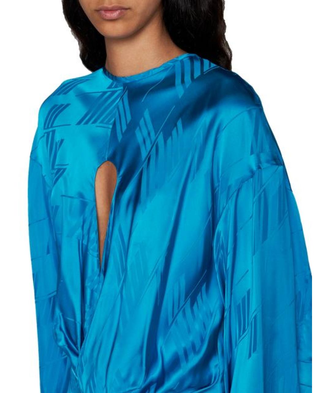 THE ATTICO Синее шелковое повседневное платье, фото 4