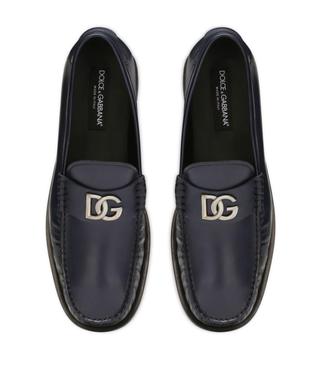 DOLCE&GABBANA Синие кожаные лоферы, фото 4