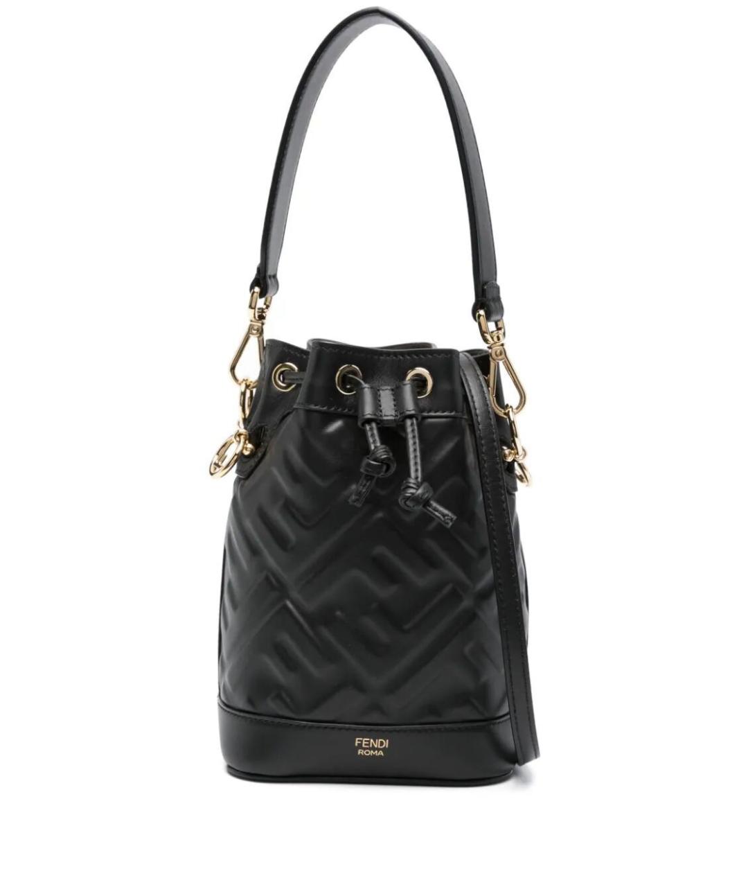 FENDI Черная кожаная сумка с короткими ручками, фото 1