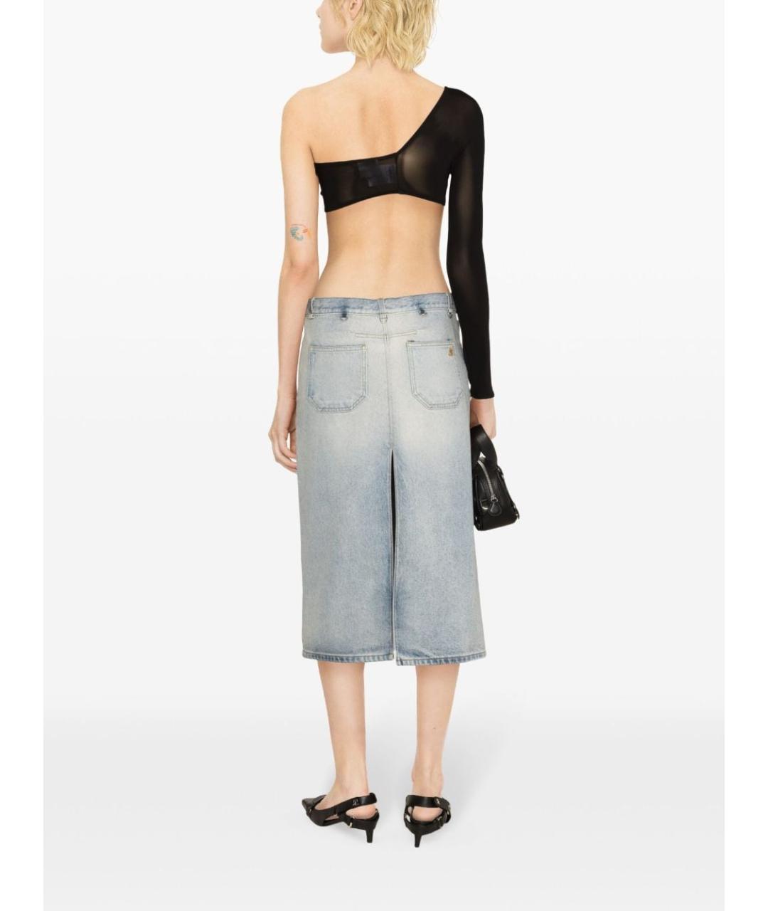 COURREGES Синяя хлопковая юбка миди, фото 2