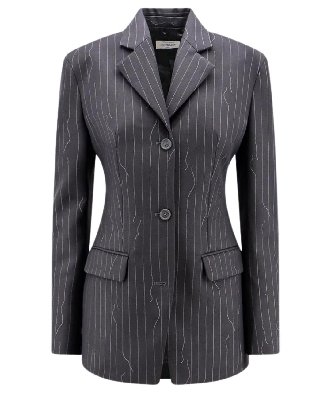 OFF-WHITE Серый шерстяной жакет/пиджак, фото 1