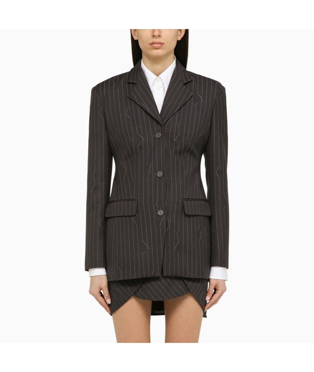 OFF-WHITE Серый шерстяной жакет/пиджак, фото 2